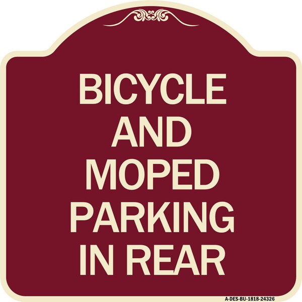 Bicycle and Moped Parking in Rear Heavy-Gauge Aluminum Architectural Sign, 18" x 18", BU-1818-24326